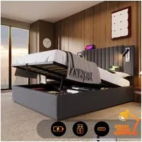TavilaEcon Boxspringbett Polsterbett mit verstellbarem Kopfteil im Nieten-Design, mit stromlinienförmigem Design und Stauraum unter dem Bett