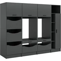 welltime Mehrzweckschrank-Set FALAS, 4-teilig, Hauswirtschaftsraum Set, Breite 242 cm, (Set, 4-St., 2x Waschmaschinenumbauschrank, 1x Wäscheschrank & 1x Mehrzweckschrank), Kombination, Waschmaschinenumbau, Waschmaschinenschrank, Wäschekammer