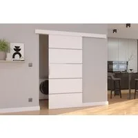 MOEBLO Schiebetür Biscitto (moderne Schiebetür aus 16 mm Laminat, platzsparend, universell links/rechts montierbar, Schiebetüren Gleittüren Schiebetüre Türen auf Schiene Türen), (BxHxT): 76/86/106 x 205 x 1,6 cm