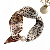 Bwecuy Modetuch Perlen Schal mit Magnetverschluss,Satin Seidenschal