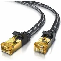 Primewire LAN-Kabel, CAT.7, RJ-45 (Ethernet) (2000 cm), Patchkabel flach CAT 7, Baumwollmantel, Flachband Netzwerkkabel - 20m