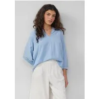 QS Kurzarmbluse Bluse Viskose-Bluse mit Raffung an der Schulter