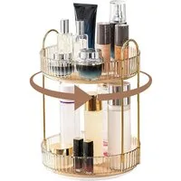 SURFOU Organizer Make Up Organizer 360° Drehbar Schminktisch Kosmetik (Schminktisch Kosmetikaufbewahrung Beauty Hautpflege 2 Schichten)