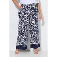 Ulla Popken Funktionshose Schlupfhose Animal-Muster weites Bein Elastikbund
