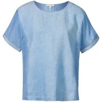 Himalaya Clothing Kurzarmshirt Lässiges Leinen-Shirt Damen mit Rundhalsausschnitt und Rückenfalte Damen Oberteil aus Leinen mit hohem Tragekomfort