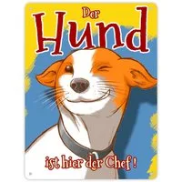 speecheese Metallschild Metallschild XL in 21x28 cm mit süßem Hunde Motiv und Spruch Der Hund