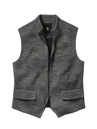 Mey & Edlich Herren Zipper-Weste Grau 94 % Wolle, 6 % Polyamid