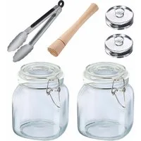WESTMARK Fermentationsglas Fermentier-Set 6 tlg., Stahl, Glas, Edelstahl, TPE, Buchenholz, (Starterset), Starterpaket