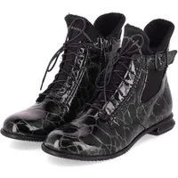 Simen Simen 6401A Grün Damen Lackleder green Schnürstiefel