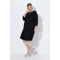 MIAMODA Jerseykleid Musselinkleid A-Linie Querrüschen 3/4-Ballonärmel