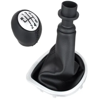 6-Gang Schaltknauf Schaltmanschette Manschette + Rahmen in Silber für Renault Clio III 05-12