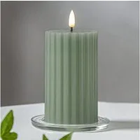 STAR TRADING LED Dekolicht Star Trading LED Blockkerze "Flamme Stripe" grün aus Wachs