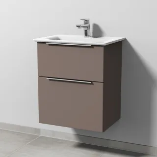 Sanipa 3way Waschtischunterbau zu Ideal Standard Connect Air Waschtisch mit 2 Auszügen, Taupe-Matt UP6401T