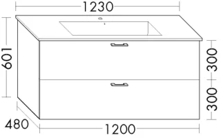 Burgbad Waschtischunterschrank zu Keramik-Waschtisch Sys30 PG4 Sana 601x1200x480 Asteiche Natur, WVM WVMM120F6025