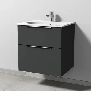 Sanipa 3way Waschtischunterbau zu Geberit Acanto Slim Waschtisch mit 2 Auszügen, Graphit-Matt UP4101B
