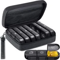 LuxusKollektion Pillendose Tablettenbox 7 Tage mit Canvas Tasche für Medikamente und Vitamine