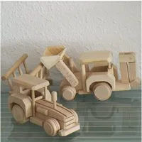 Holzprodukte Spielzeug-Bagger Bulldozer Bagger Traktor mit Hänger Anhänger GROSS Auto Modell Holz