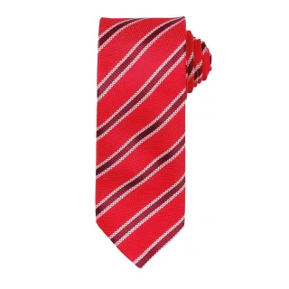 Premier Mens Waffle Stripe Formal Business Tie (Rot/Burgund)