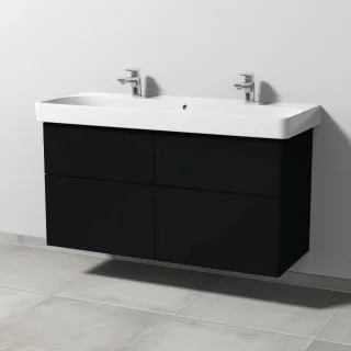 Sanipa 3way Waschtischunterbau zu Geberit Smyle Square Waschtisch mit 4 Auszügen, Schwarz-Matt SF67308