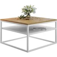 Lookway Couchtisch NOVA LOFT mit Ablage auf weißem Gestell (1x Tisch), Breite: 68,5 cm
