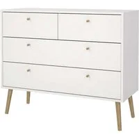 Home affaire Kommode Bodo, Aufbewahrung, Schubladenschrank, Stauraum, modern, Breite 99 cm, 4 Schubladen, Weiß oder Schwarz, Beine und Griffe aus Echtholz