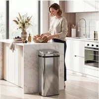 HOMCOM Mülleimer mit Sensor, für Küche, Silber