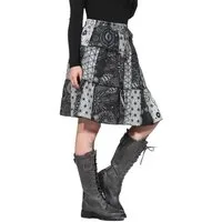 KUNST UND MAGIE Sommerrock Damen Rock Knielanger Patchwork Boho Goth Baumwolle Vintage