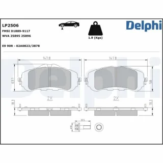 Delphi Bremsbel?ge vorne Citroen Opel Peugeot Toyota LP2506