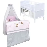 Baby-Delux Komplettbett Babybett Jack Komplettset, 10-tlg., Kinderbett 70x140 cm weiß, Bettset verschiedene Designs