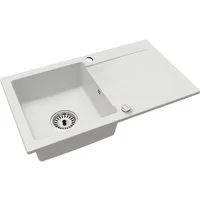 Faizee Möbel Granitspüle Faizee Home Granitspüle Alisha 75x44 cm Weiß inkl. Siphon-Set, Eckig, 75/75 cm