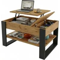 TREND WERK Couchtisch Lift-Couchtisch höhenverstellbar Sofatisch 92×54 cm mit Stauraum (verstecktem Fach Wohnzimmertisch Holz modern Wohnzimmertisch)
