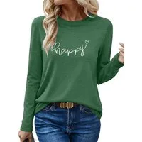 PYLIKE Longsleeve Shirts Damen Casual Brief Ausgefallene bequemes Langarmshirt Geeignet für den täglichen Gebrauch im Büro und zu Hause