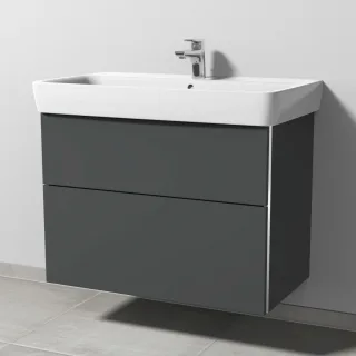 Sanipa 3way Waschtischunterbau zu Geberit Renova Plan Waschtisch mit 2 Auszügen, Anthrazit-Matt BR87922