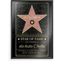 Tigerlino Poster Beste Chefin Hollywood Stern Urkunde Geburtstag Geschenkidee Chefin