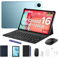 Aorlym P10 Pro Tablet Android 16 10 Zoll, mit Tastatur, 120Hz, 8800mAh, 13MP Tablet (10.1", 8 GB, Android 16, Gemini AI, Octa Core T7250, 128GB ROM, Face ID/GPS/FM, 3,5mm Buchse)