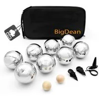 BigDean Spielball Boule Set mit 8 Boule Kugeln aus hochwertigem Edelstahl (Set, 1-St., 8 Spielkugeln, 2 Zielkugeln), Hochwertige Edelstahl Kugeln, 4 Designs leichtes erkennen der Kugeln