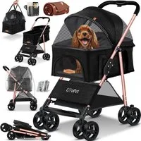 Lovpet Hundebuggy 2in1 Hundewagen max. bis 20kg Buggy für Haustiere, (Hundebox & Tasche mit Regenschutzabdeckung Getränkehalter Kuscheldecke), Haustier- & Katzenbuggy faltbar & klappbar mit Netzfenster