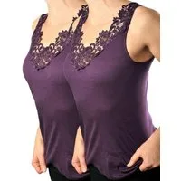 Toker Collection® Unterhemd Damen Unterhemd mit extra breiter Spitze 2 Stück (Packung, 2er Pack) exklusive Spitzen
