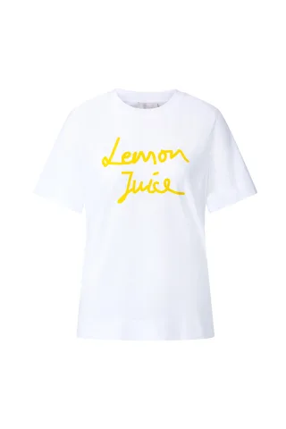 Rich & Royal - Easy Fit T-Shirt Lemon Juice + Back Print white - Gr. - M