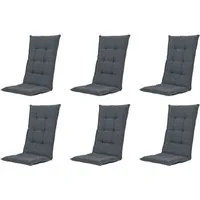 Gardissimo Hochlehnerauflage 6 er Set Gartenstuhlauflagen Check grau 120x50 cm, (Spar-Set, 6 St., 6 Auflagen), wasserabweisend imprägniert