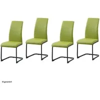 HTI-Line Freischwinger Schwingstuhl 4er Set PU grün SallyP (Set, 4 St), Freischwinger Esszimmerstuhl Kunstleder