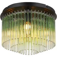 GLOBO LIGHTING Deckenleuchte, Leuchtmittel nicht inklusive, Deckenleuchte Wohnzimmerlampe Glasstäbe grün klar schwarz 5-Flammig
