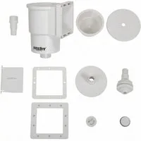 Hecht Skimmer Poolskimmer komplett Set, 1 ¼ und 1 ½ Zoll Anschlüsse, Einlaufdüse, Saugplatte, 135 mm Auffangsieb, für Aufstell- & Fertigbecken
