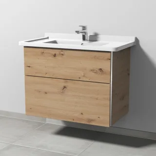 Sanipa 3way Waschtischunterbau zu Duravit Starck 3 Waschtisch mit 2 Auszügen, Eiche Natural-Touch BR71185