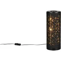 Reality Leuchten LED Tischleuchte TACO, LED Tischlampe Kunststoff Starlight Effekt Glitzer, 4W 380 Lumen, Ein-/Ausschalter, LED fest integriert, Warmweiß, 3000K warmweißes Licht, Schnurschalter Höhe 34,5cm Ø 13 cm schwarz