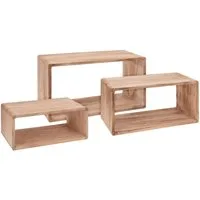 Spetebo Wandregal Holz Hängeregal rechteckig 3er Set - 45/40/35 cm, 3-tlg.