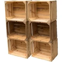 Teramico Übertopf 6er Set Holzkisten Vintage Natur 50x40x30 gebraucht Obstkisten Regal, Vintage Obstkiste