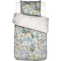 Essenza Bettwäsche Rosalee Iceblue Satin, Satin, 2 teilig, Blüten, floral, gepunktet