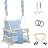 LuMali Babyschaukel Babyschaukel 3in1 Holz Sicherheitsgurt drinnen draußen 34x34x28cm, Kinderschaukel Naturholz Kiefer weich verstellbar 6-36 Monate