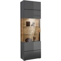 OTTO home Vitrine Toledo,Höhe 204 cm trendige Glasvitrine mit dekorative Fräsungen Standvitrine ohne Beleuchtung, viel Stauraum, hochglanz Front MDF